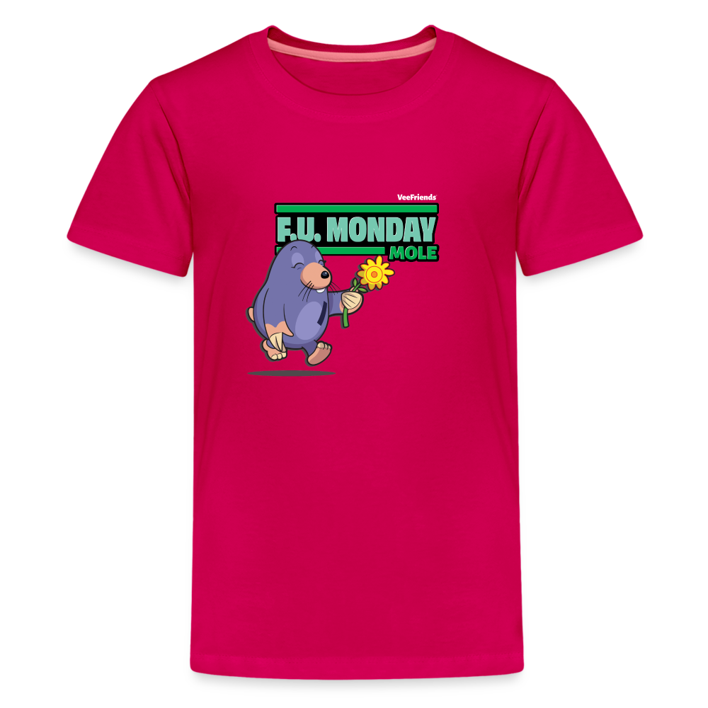 
            
                Load image into Gallery viewer, F.U. Monday Mole Character Comfort Kids Tee - dark pink
            
        