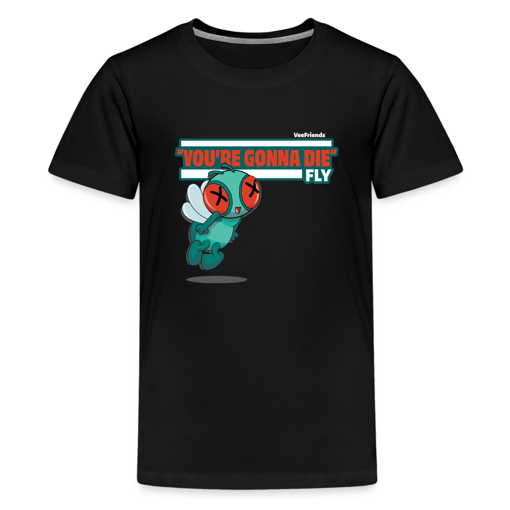 
            
                Load image into Gallery viewer, &amp;quot;You’re Gonna Die&amp;quot; Fly Character Comfort Kids Tee - black
            
        