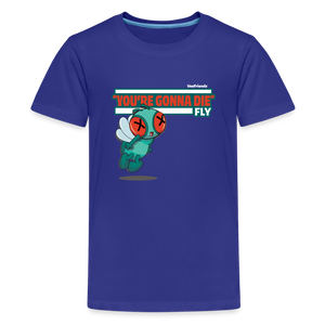 
            
                Load image into Gallery viewer, &amp;quot;You’re Gonna Die&amp;quot; Fly Character Comfort Kids Tee - royal blue
            
        