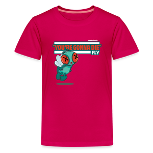 
            
                Load image into Gallery viewer, &amp;quot;You’re Gonna Die&amp;quot; Fly Character Comfort Kids Tee - dark pink
            
        