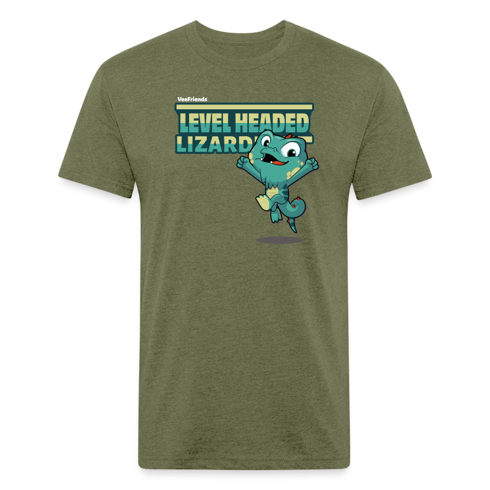 Level Headed Lizard Character Comfort Adult Tee - heather military green