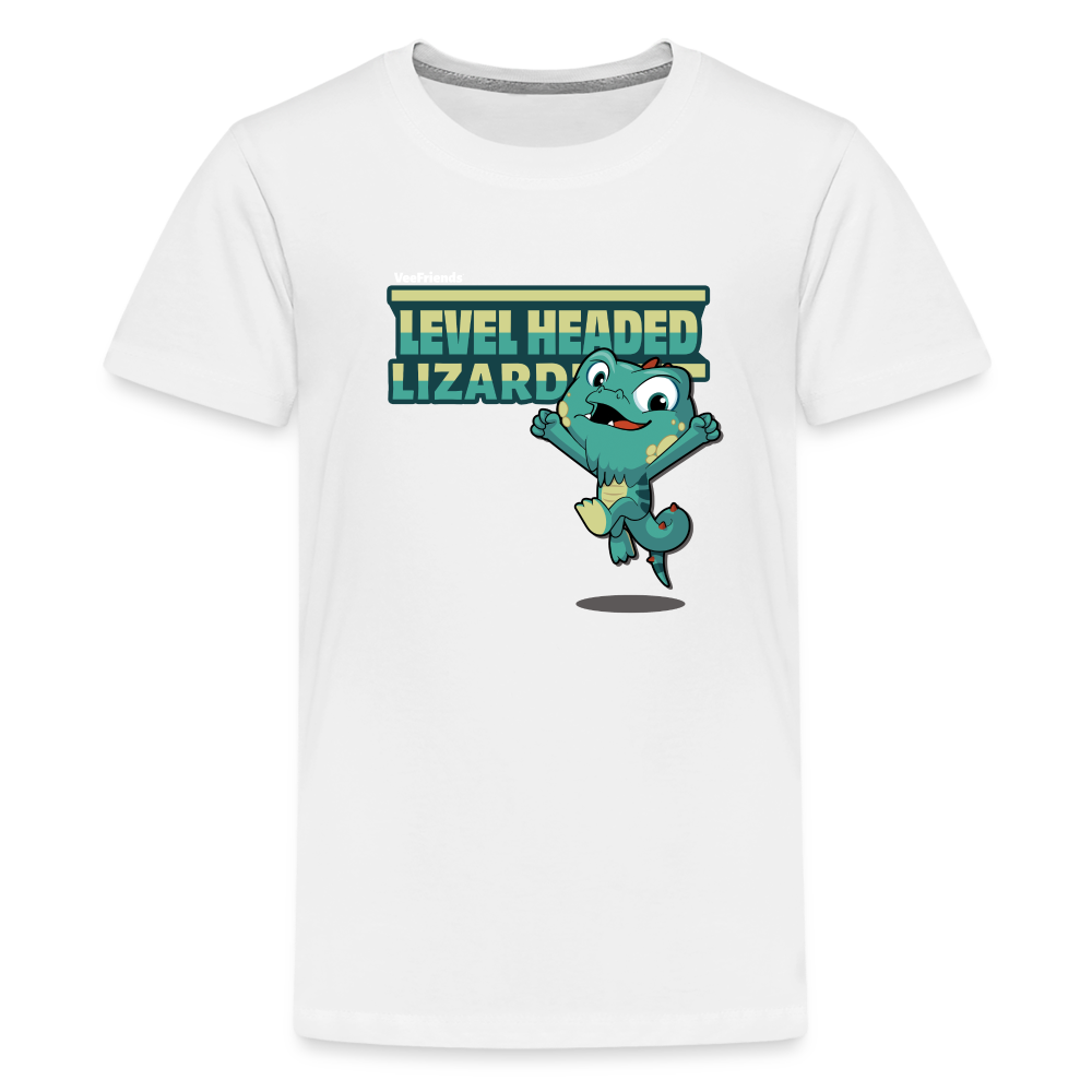 Level Headed Lizard Character Comfort Kids Tee - white