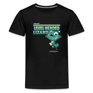 
            
                Load image into Gallery viewer, Level Headed Lizard Character Comfort Kids Tee - black
            
        