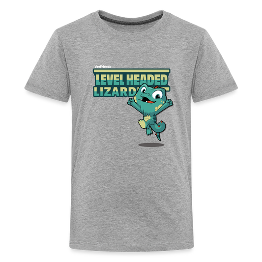 Level Headed Lizard Character Comfort Kids Tee - heather gray