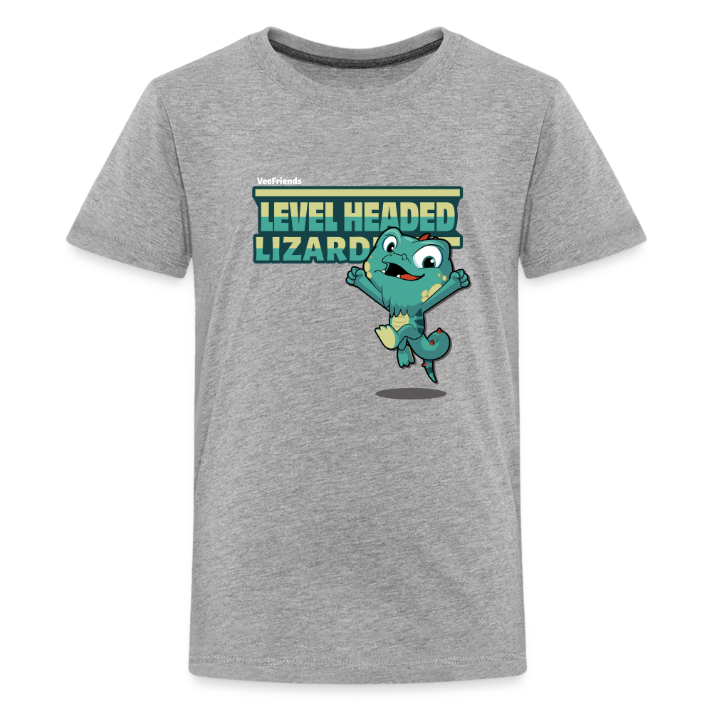 Level Headed Lizard Character Comfort Kids Tee - heather gray