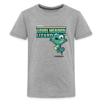 Level Headed Lizard Character Comfort Kids Tee - heather gray