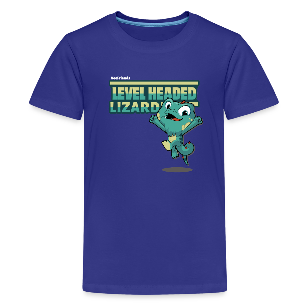 Level Headed Lizard Character Comfort Kids Tee - royal blue