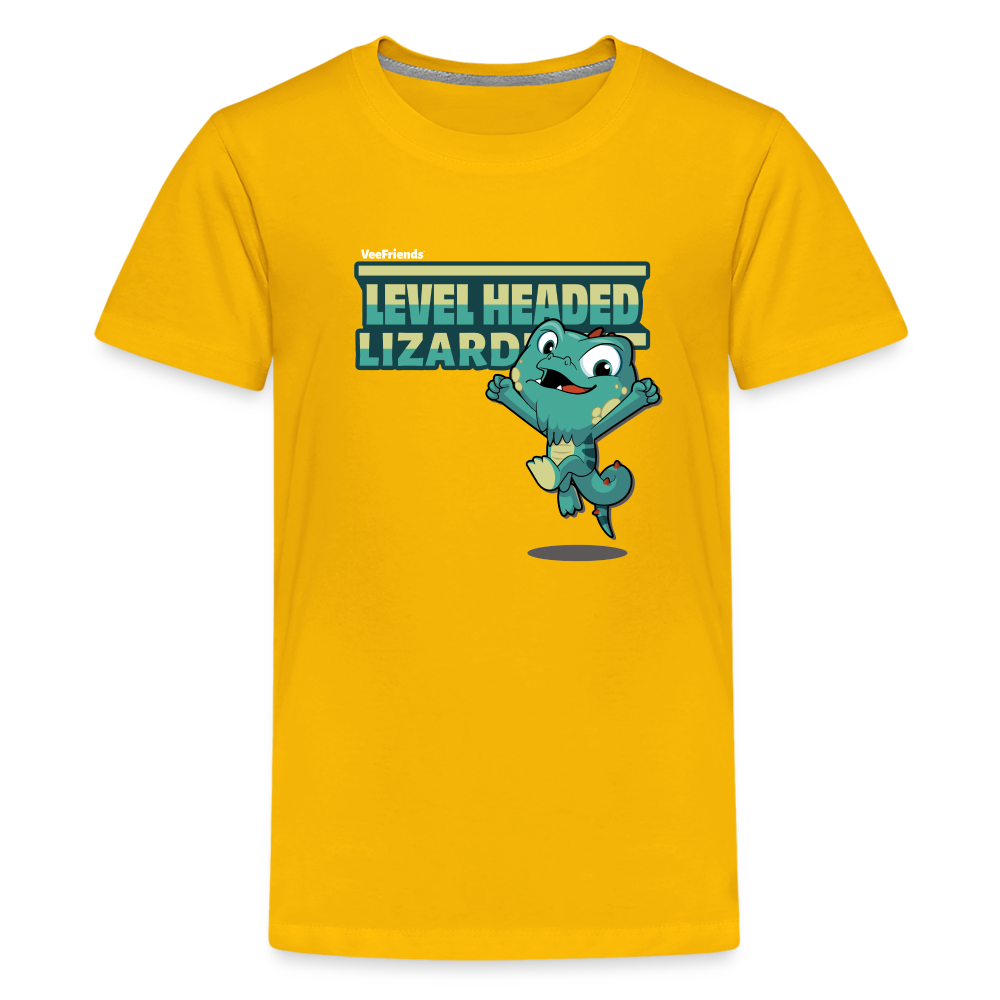 Level Headed Lizard Character Comfort Kids Tee - sun yellow