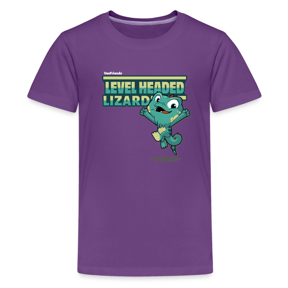 Level Headed Lizard Character Comfort Kids Tee - purple