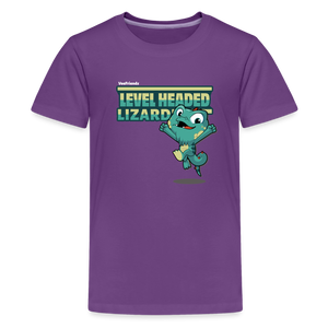 Level Headed Lizard Character Comfort Kids Tee - purple