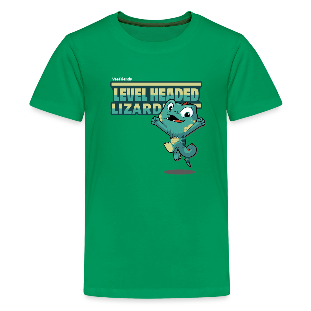 Level Headed Lizard Character Comfort Kids Tee - kelly green