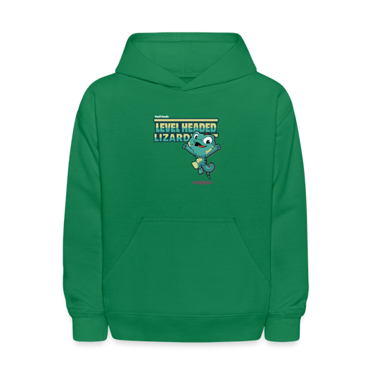 Level Headed Lizard Character Comfort Kids Hoodie - kelly green