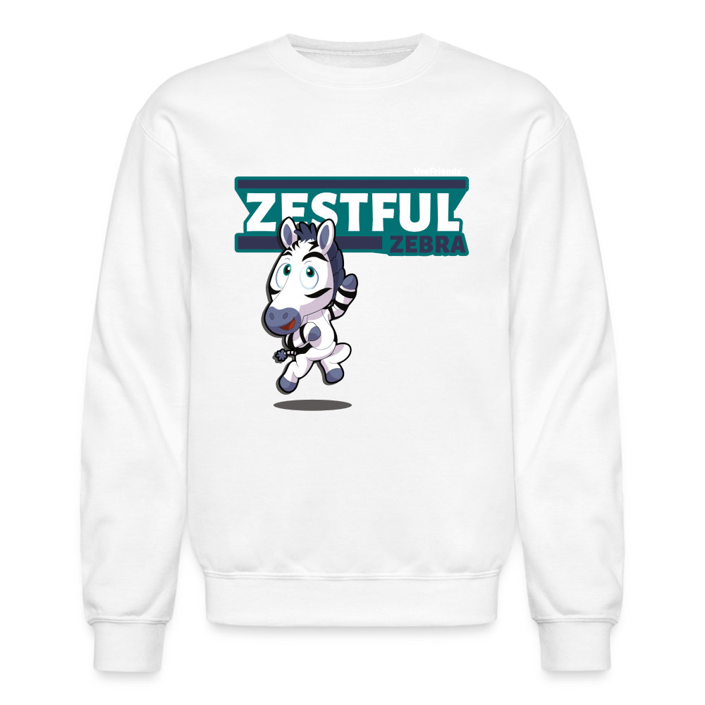 Zestful Zebra Character Comfort Adult Crewneck Sweatshirt - white