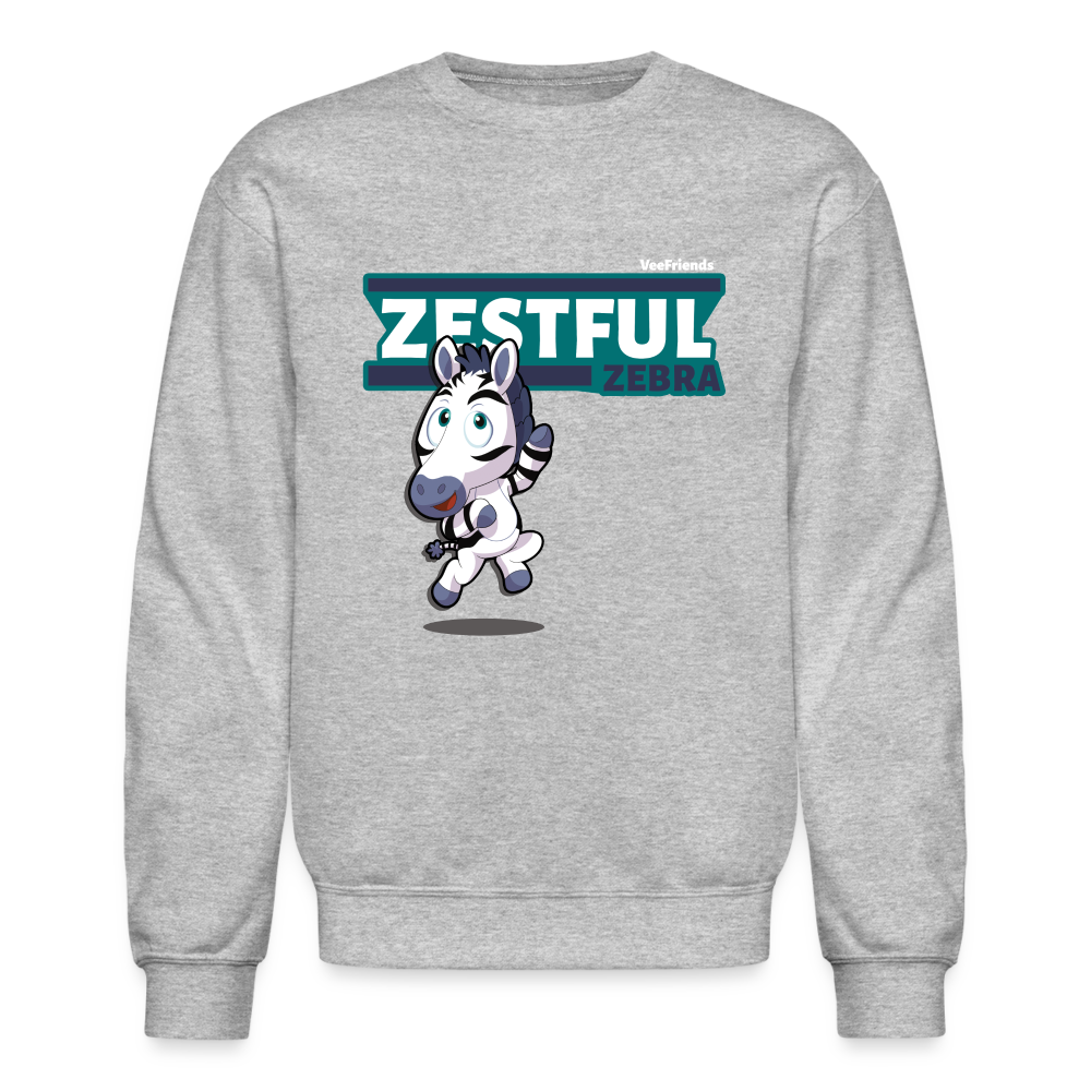 Zestful Zebra Character Comfort Adult Crewneck Sweatshirt - heather gray