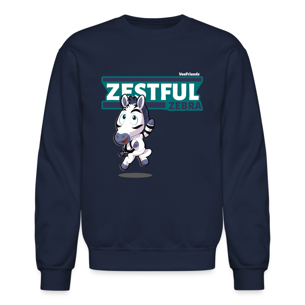 Zestful Zebra Character Comfort Adult Crewneck Sweatshirt - navy