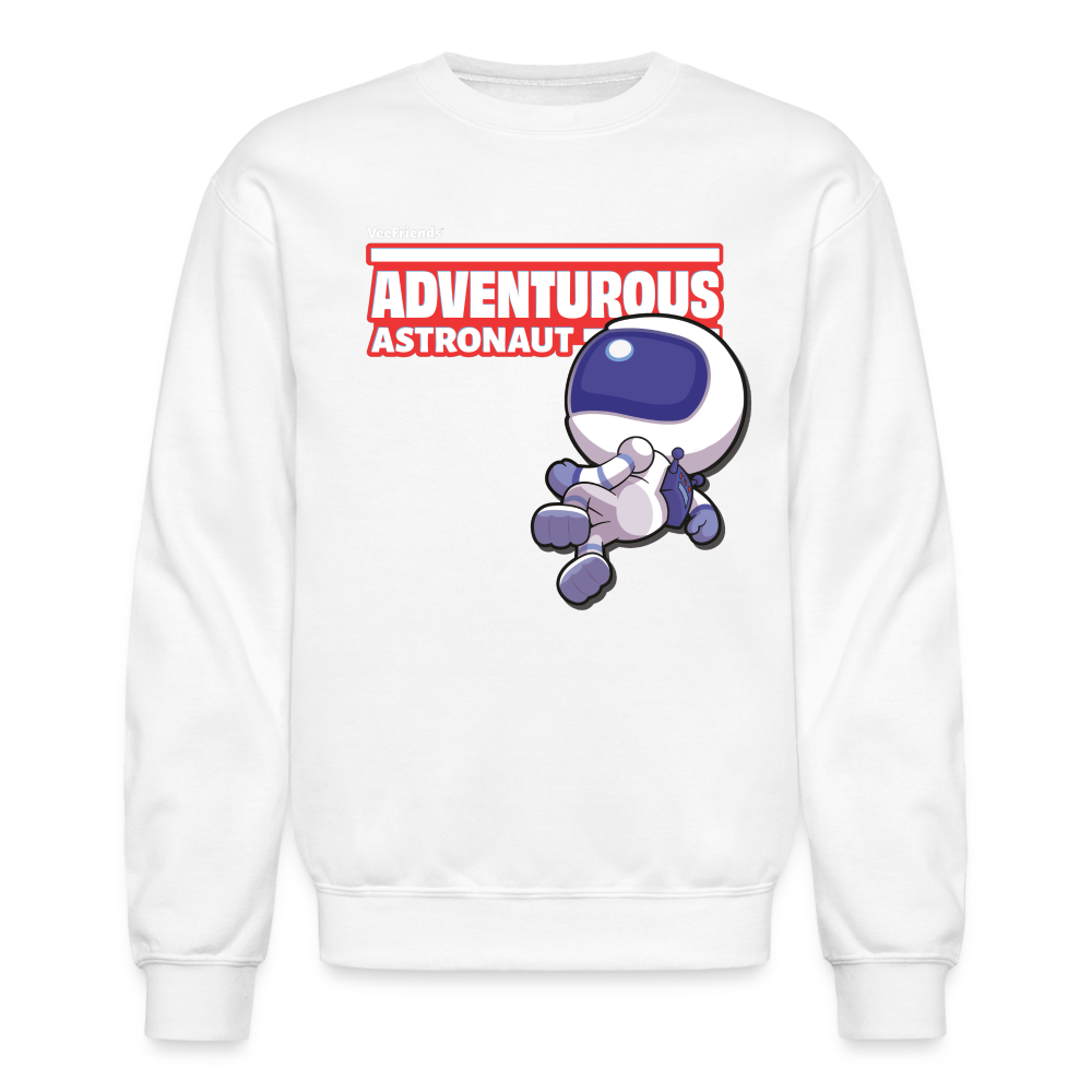 Adventurous Astronaut Character Comfort Adult Crewneck Sweatshirt - white