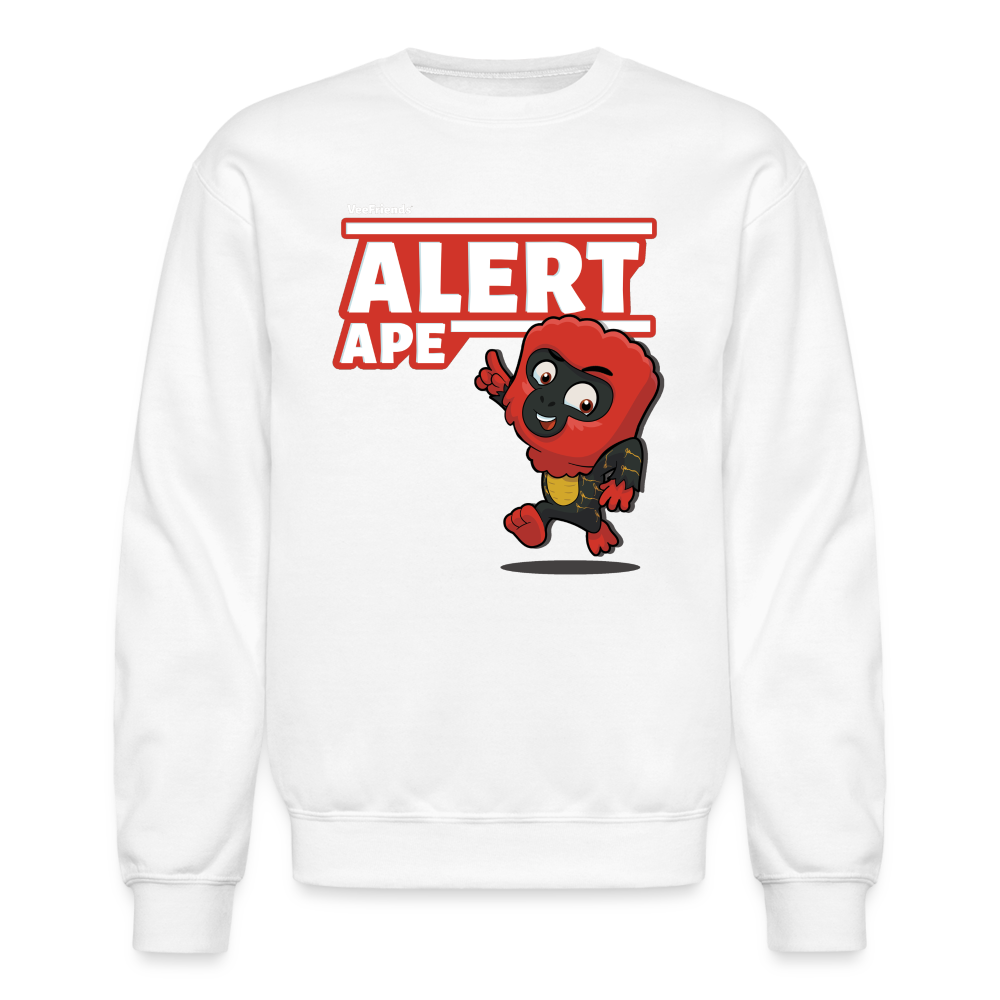 Alert Ape Character Comfort Adult Crewneck Sweatshirt - white