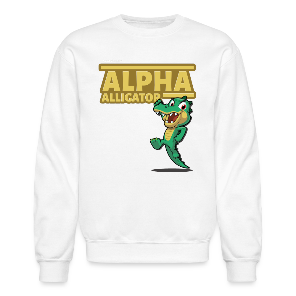 Alpha Alligator Character Comfort Adult Crewneck Sweatshirt - white