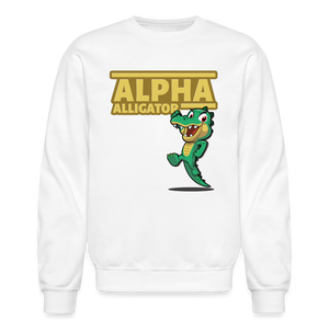 Alpha Alligator Character Comfort Adult Crewneck Sweatshirt - white
