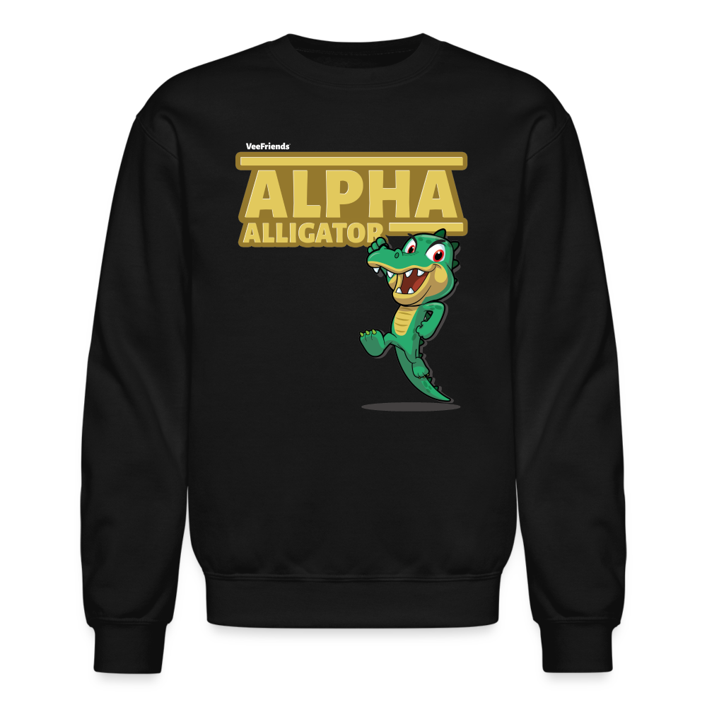 Alpha Alligator Character Comfort Adult Crewneck Sweatshirt - black