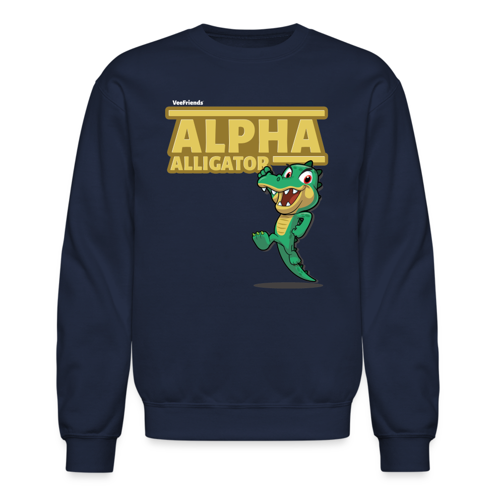 Alpha Alligator Character Comfort Adult Crewneck Sweatshirt - navy