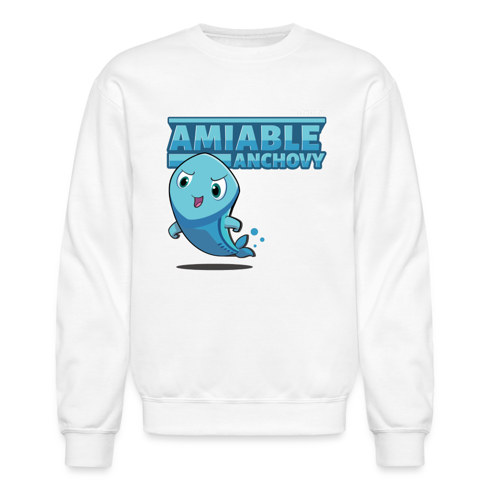 Amiable Anchovy Character Comfort Adult Crewneck Sweatshirt - white