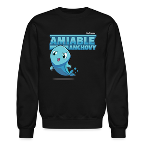 Amiable Anchovy Character Comfort Adult Crewneck Sweatshirt - black