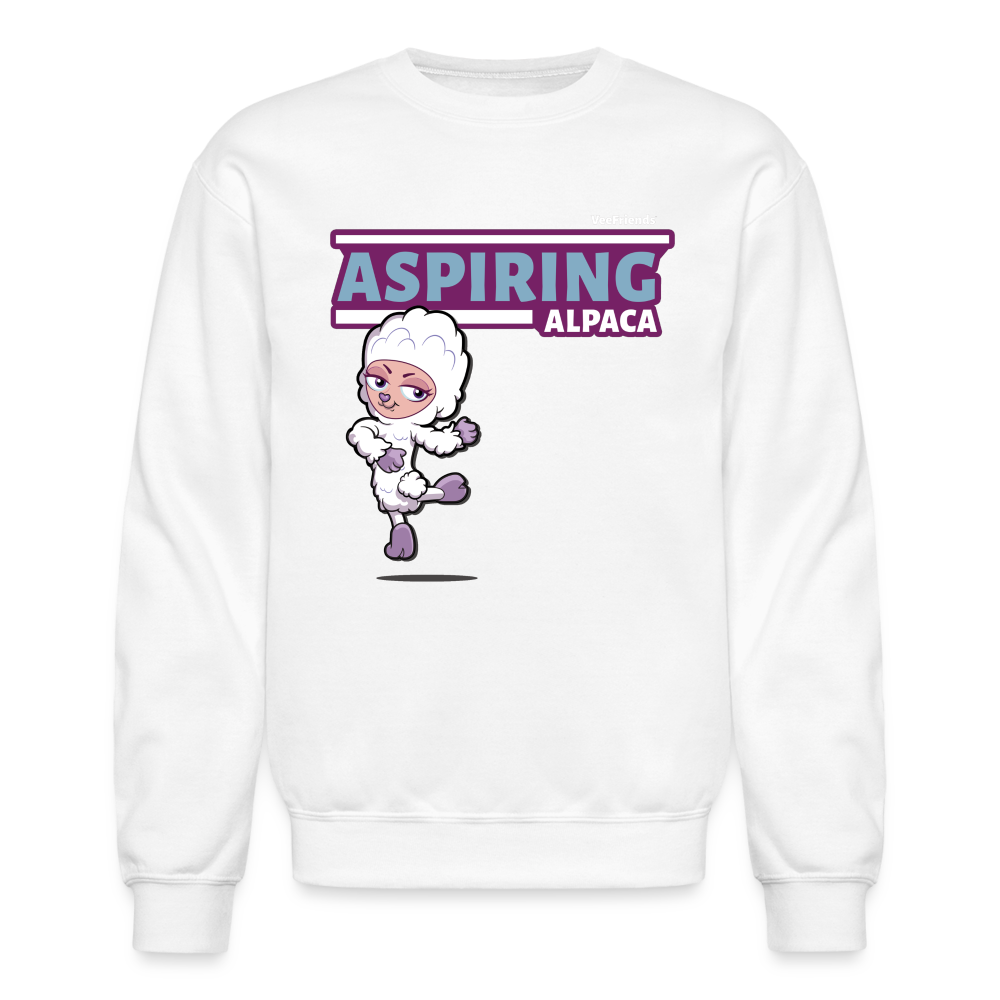 Aspiring Alpaca Character Comfort Adult Crewneck Sweatshirt - white