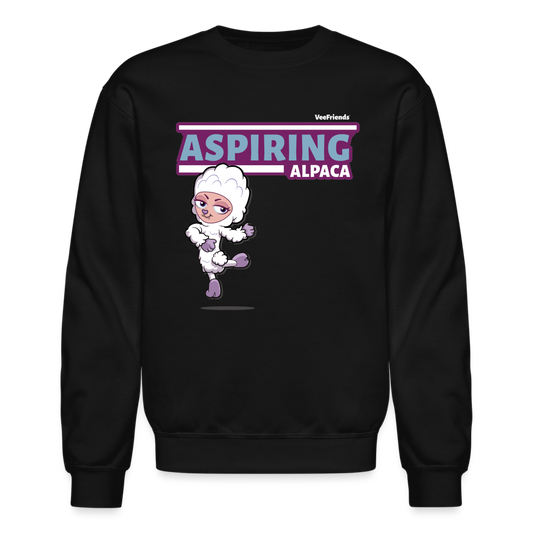 Aspiring Alpaca Character Comfort Adult Crewneck Sweatshirt - black