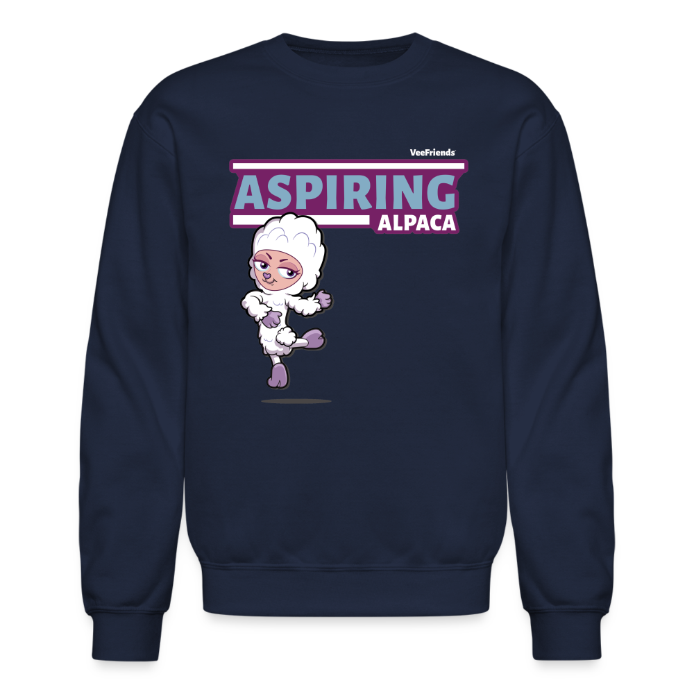 Aspiring Alpaca Character Comfort Adult Crewneck Sweatshirt - navy