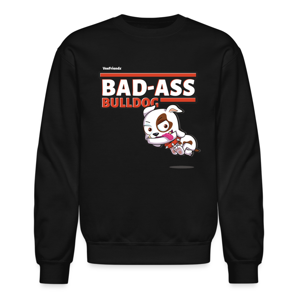 Bad-Ass Bulldog Character Comfort Adult Crewneck Sweatshirt - black