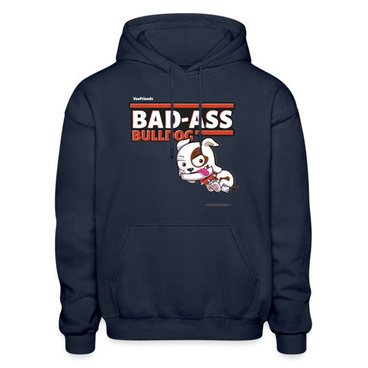 Bad-Ass Bulldog Character Comfort Adult Hoodie - navy