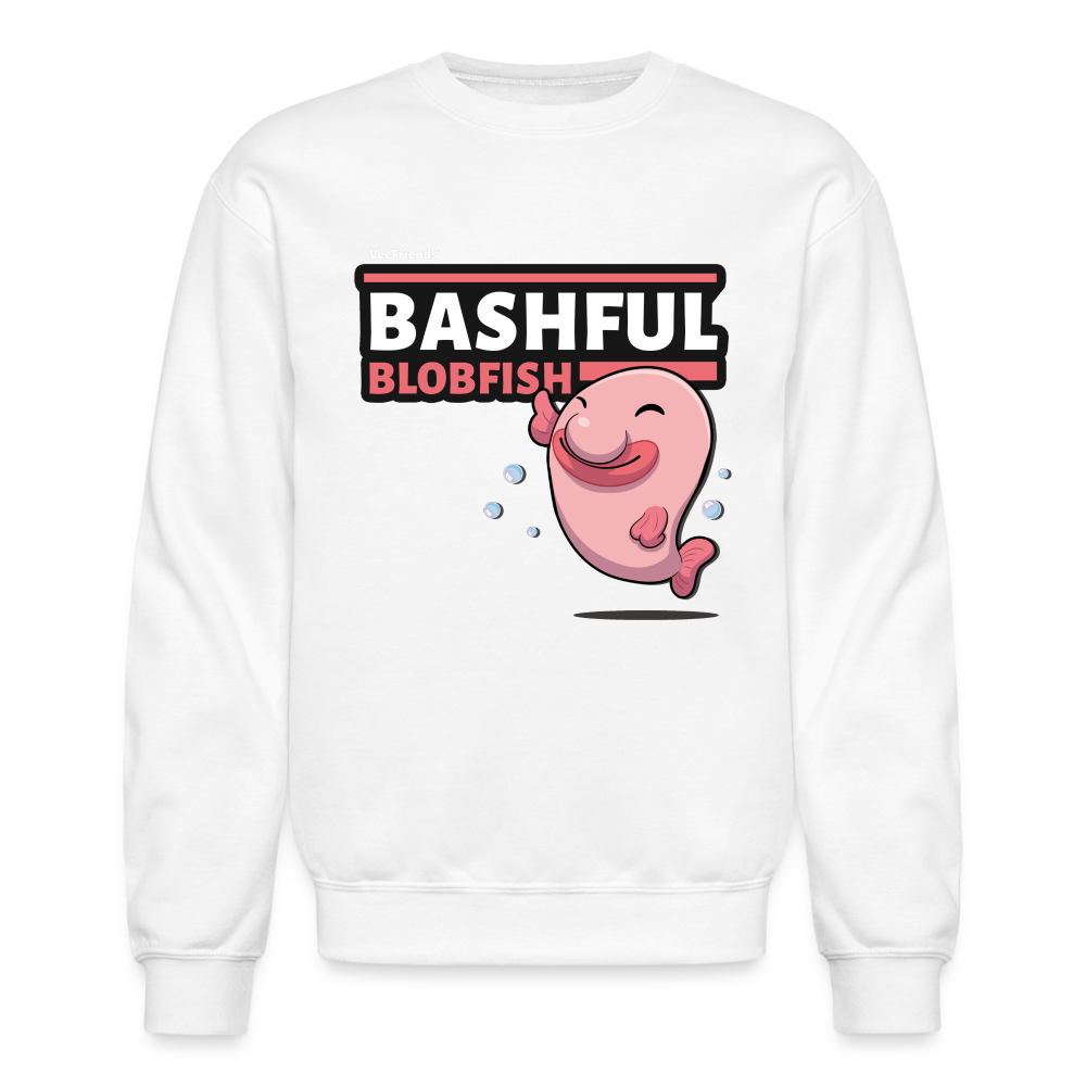 Bashful Blobfish Character Comfort Adult Crewneck Sweatshirt - white