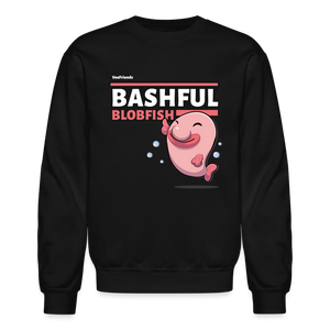 Bashful Blobfish Character Comfort Adult Crewneck Sweatshirt - black