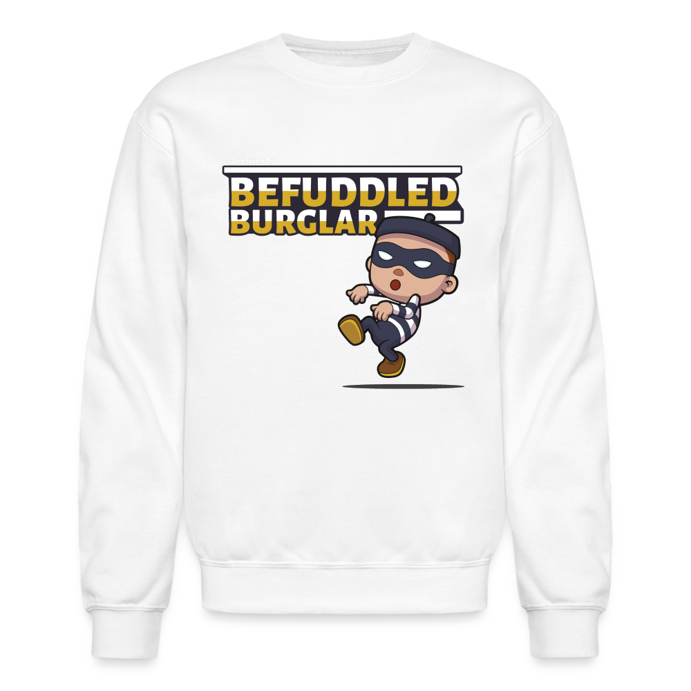 Befuddled Burglar Character Comfort Adult Crewneck Sweatshirt - white