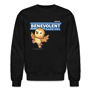 Benevolent Barn Owl Character Comfort Adult Crewneck Sweatshirt - black