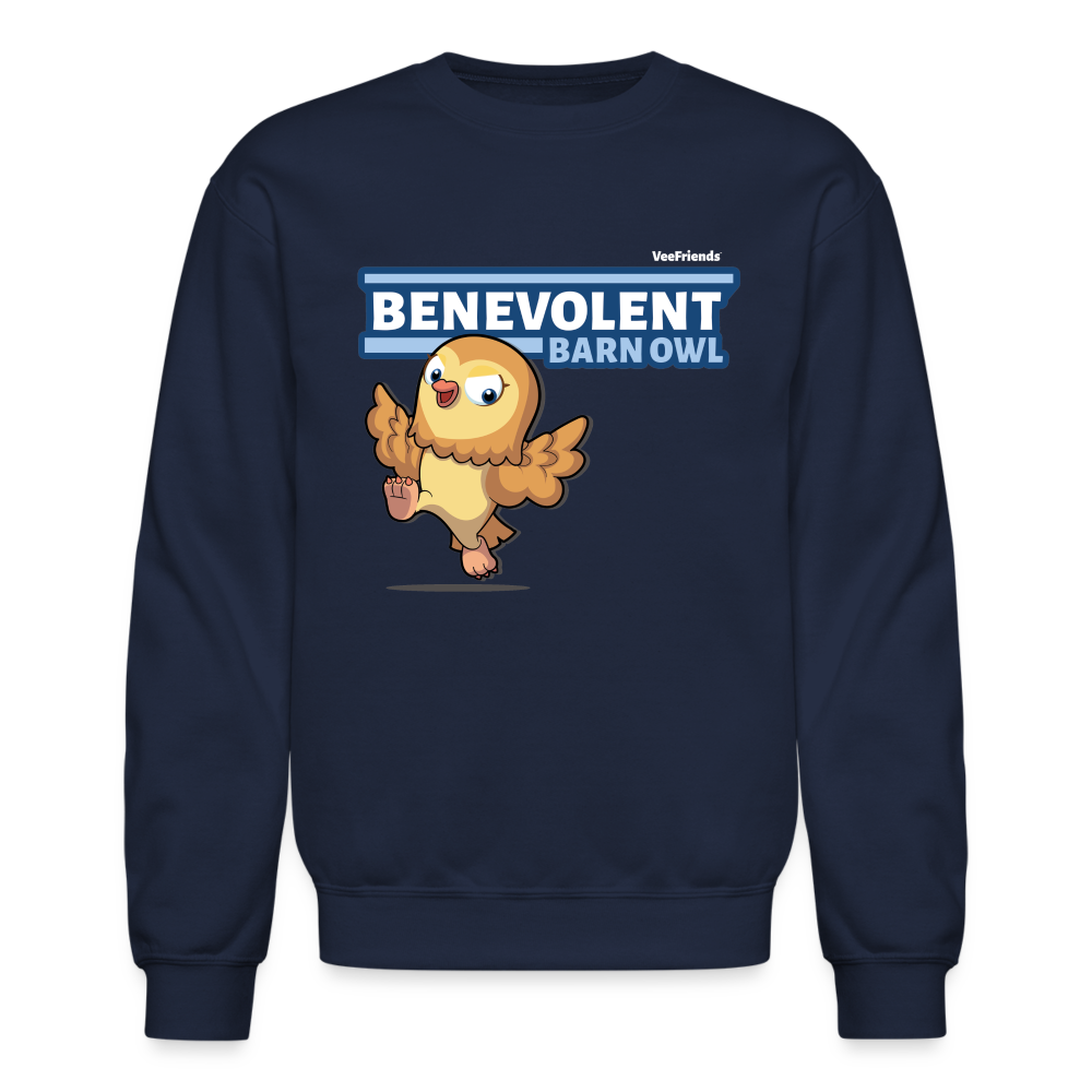 Benevolent Barn Owl Character Comfort Adult Crewneck Sweatshirt - navy