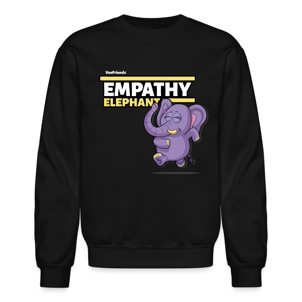 Empathy Elephant Character Comfort Adult Crewneck Sweatshirt - black