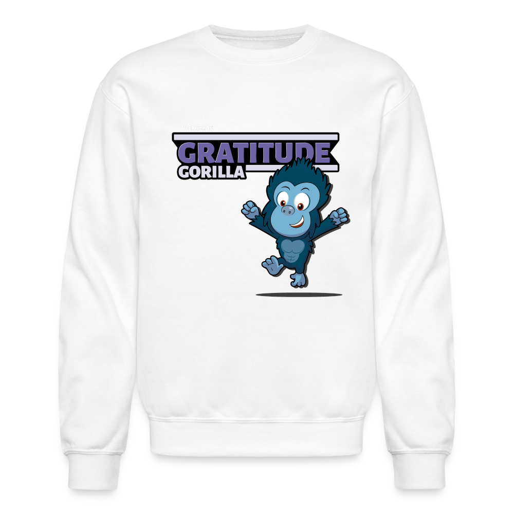 Gratitude Gorilla Character Comfort Adult Crewneck Sweatshirt - white