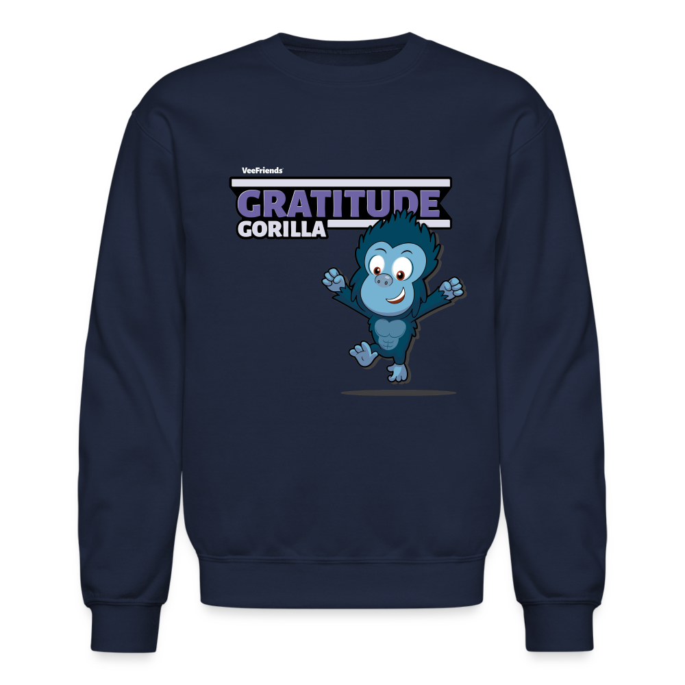 Gratitude Gorilla Character Comfort Adult Crewneck Sweatshirt - navy