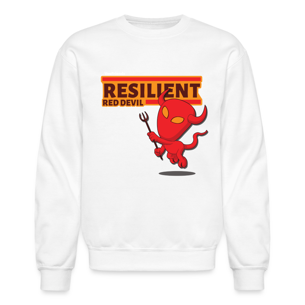 Resilient Red Devil Character Comfort Adult Crewneck Sweatshirt - white