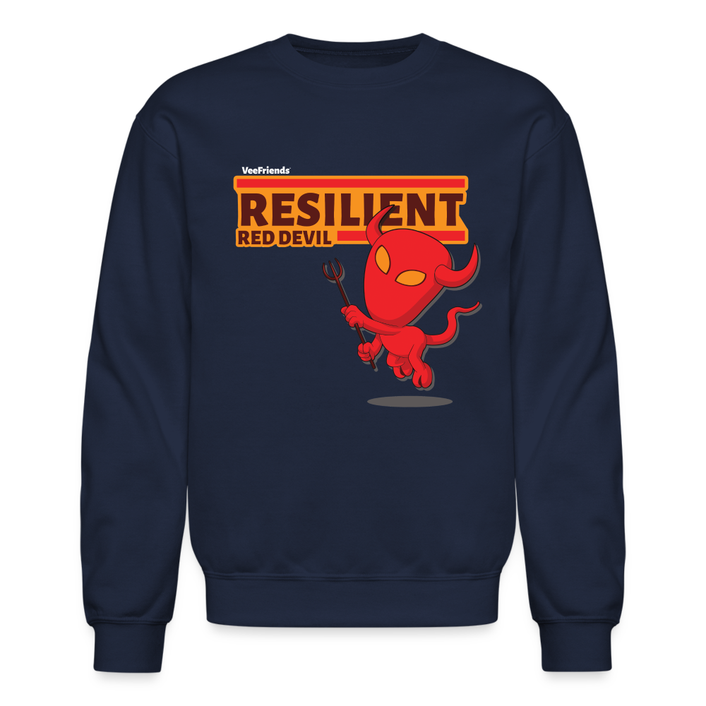 Resilient Red Devil Character Comfort Adult Crewneck Sweatshirt - navy