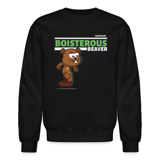 Boisterous Beaver Character Comfort Adult Crewneck Sweatshirt - black