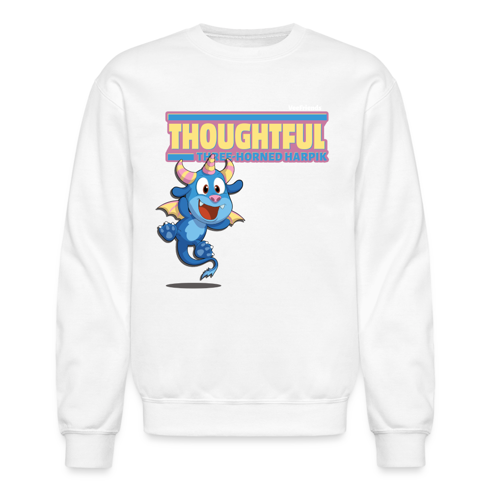 Thoughtful Three Horned Harpik Character Comfort Adult Crewneck Sweatshirt - white