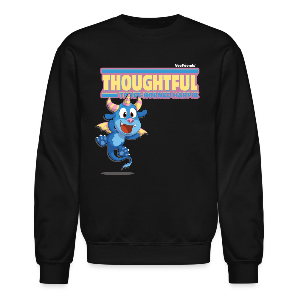 Thoughtful Three Horned Harpik Character Comfort Adult Crewneck Sweatshirt - black