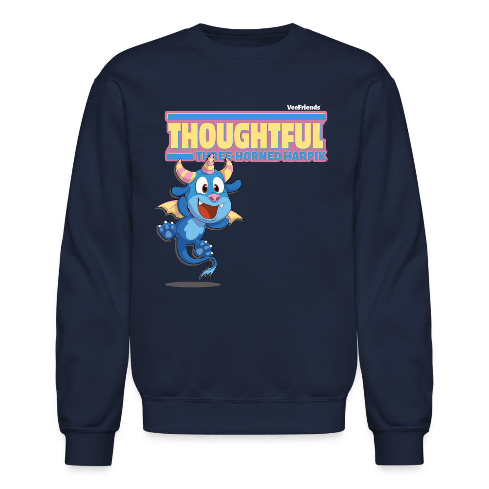 Thoughtful Three Horned Harpik Character Comfort Adult Crewneck Sweatshirt - navy