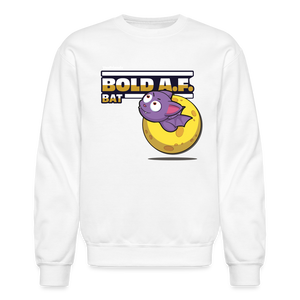 Bold A.F. Bat Character Comfort Adult Crewneck Sweatshirt - white