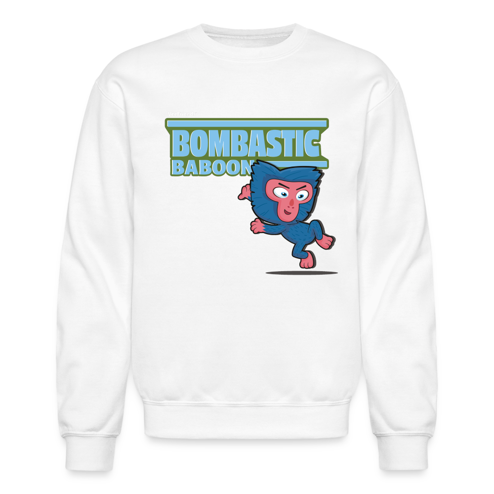 Bombastic Baboon Character Comfort Adult Crewneck Sweatshirt - white
