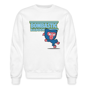 Bombastic Baboon Character Comfort Adult Crewneck Sweatshirt - white
