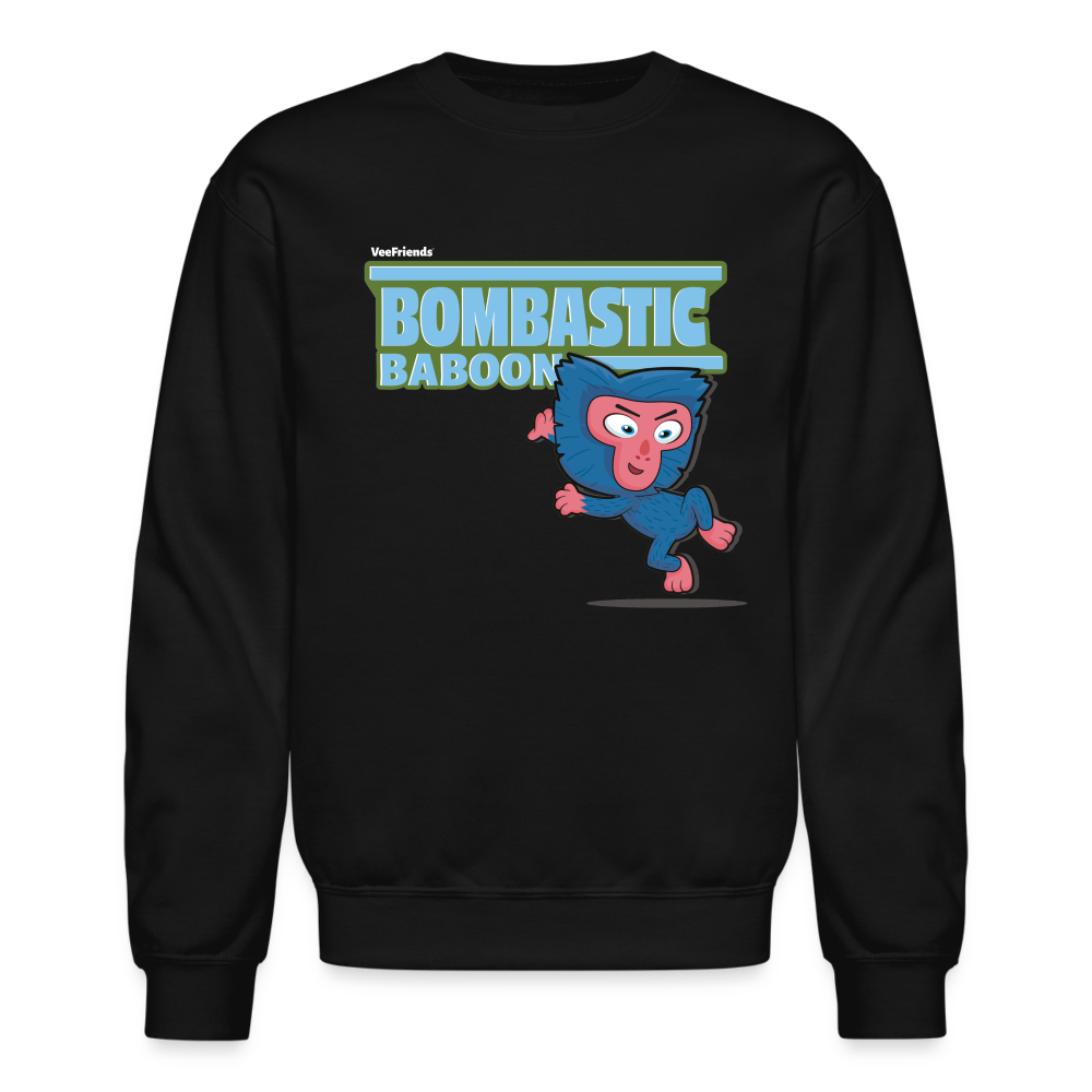 Bombastic Baboon Character Comfort Adult Crewneck Sweatshirt - black